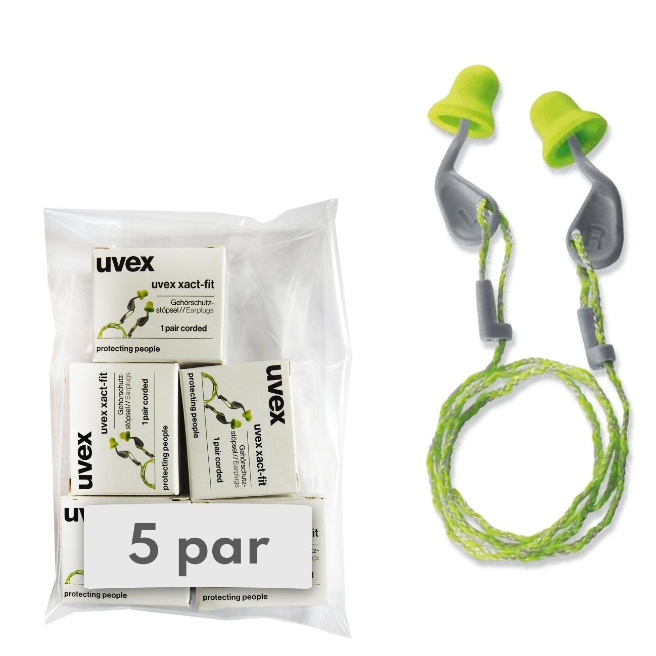 xactfit 5 zatyczki do uszu ze sznurkiem uvex xact-fit